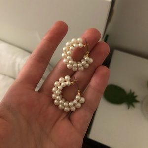 J. Crew pearl hoop earrings